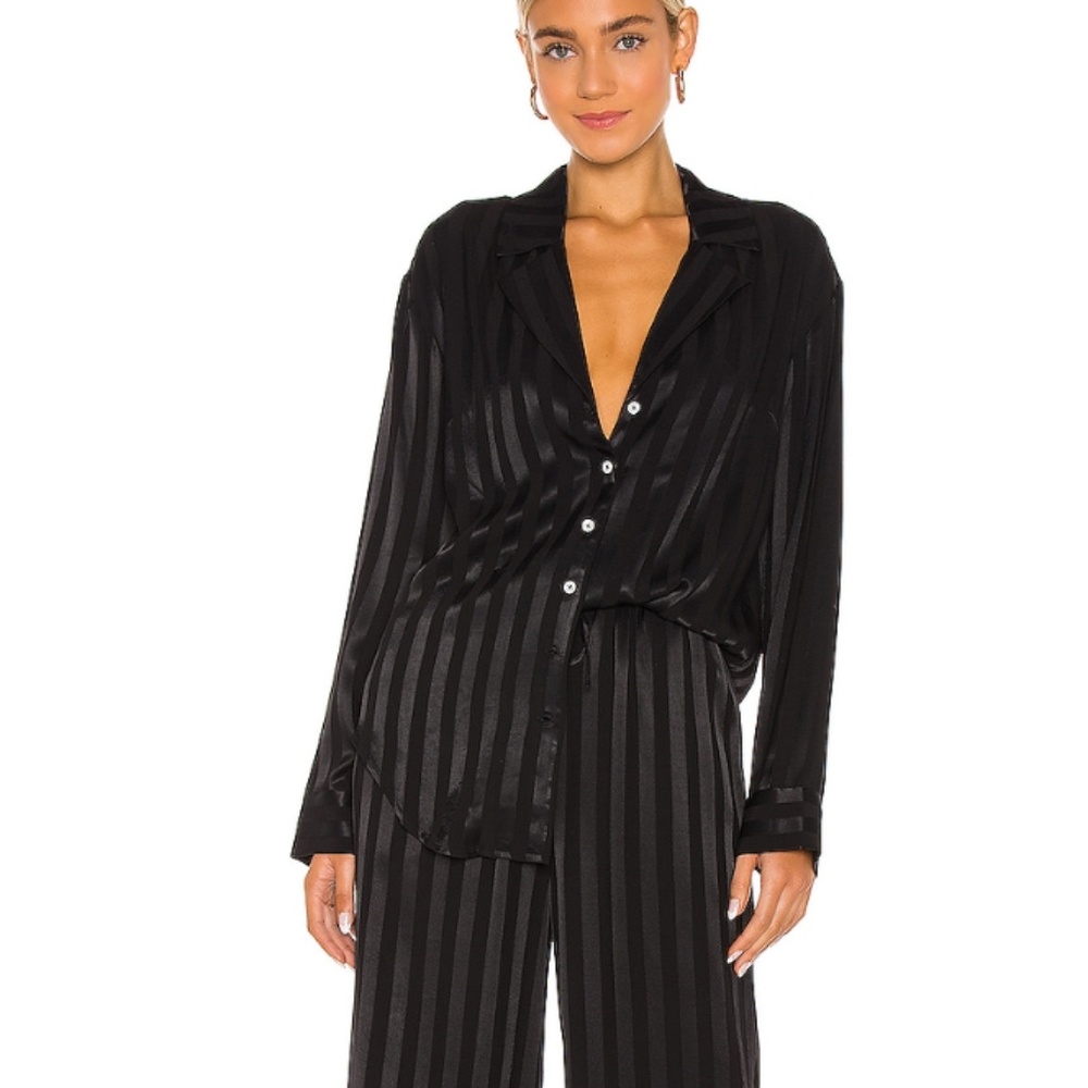 L'acadamie Pajama Shirt and Pajama Cropped Slit Pant (Set)